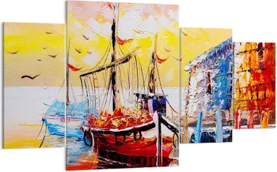 Produktbild von Bild auf Leinwand - Leinwandbild - Boot Segel Meer - 160x90cm - Wand Bild - Wanddeko - Wandbilder - Leinwanddruck - Bilder - Kunstdruck - Wanddekoration - Leinwand bilder - Wandkunst - DL160x90-3435
