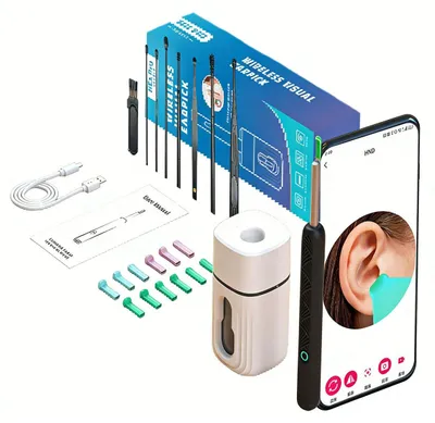 Obrázek produktu pro Otoendoskop na odstranění ušního mazu, 1080P HD WiFi čistič uší s kamerou a 6 LED diodami, vodotěsný ušní zrcátko s certifikací IPX5, čištění uší pro kojence, děti i dospělé, kompatibilní s iPhone a Android (černý)