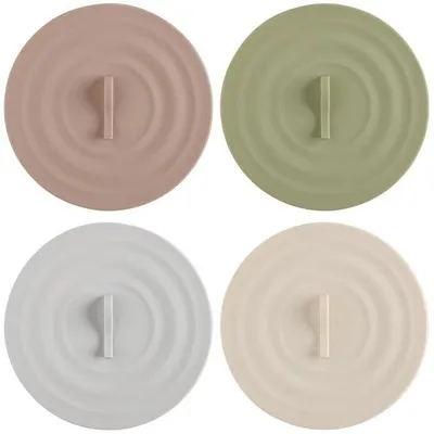 Produktbild von Unyqoos® 4er-Set bunte Silikondeckel für Gläser & Becher Ø10 cm, wiederverwendbar, lebensmittelsicher, spülmaschinenfest, temperaturbeständig -40–230°C