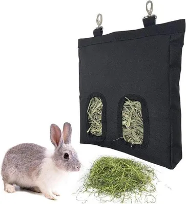 Image de Support pour foin et mangeoire noir pour petits animaux