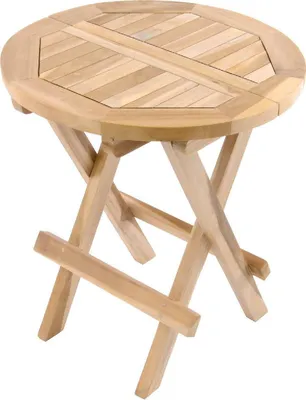 Produktbild von VCM Klapptisch | Beistelltisch klappbar | Gartentisch Teakholz | Blumentisch | Balkontisch | Naturfarben rund Ø 60cm