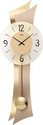 Immagine prodotto di AMS 7427 Orologio da parete al quarzo con pendolo Orologio a pendolo con applicazioni in ottone e vetro