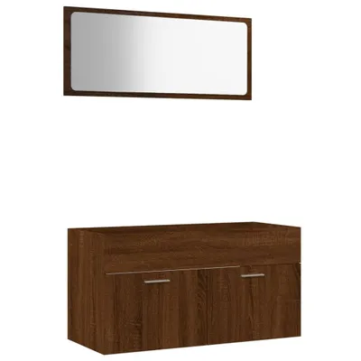 Image de vidaXL Ensemble de meubles de salle de bain 2 pièces brun imitation chêne Matériau dérivé du bois