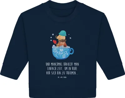 Produktbild von Mr. & Mrs. Panda Organic Baby Pullover Nachtfalter Schaumbad 12. - 18. Monat - French Navy - Geschenk, Bullover, Lustige Sprüche, Bad, Badezimmer, Ziele, WC