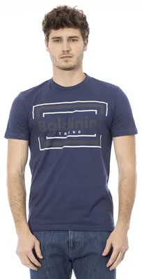Immagine prodotto di Maglietta da uomo, manica corta, 100% cotone, stampa sul davanti, colore azzurro