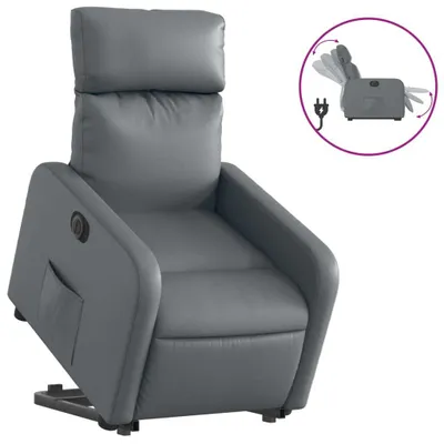 Produktbild von vidaXL Relaxsessel mit Aufstehhilfe Elektrisch Grau Kunstleder