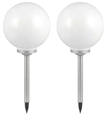 Produktbild von 2er Set Solarkugel, Erdspieß, weiß silber, H 66,5 cm