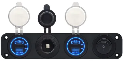 Produktbild von ProRide 12V USB-Autoladegerät 4x USB QC3.0 mit Schalter & 12V-Buchse