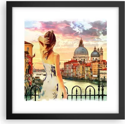 Produktbild von Gerahmtes Poster - Schwarzer Rahmen - Venedig Brücke Wasser - 30x30 cm - Wand Bild - Wanddeko - Wandbilder - Kunstposter - Wandposter - Bilderrahmen - Bilder - Kunstdruck - Wandbild - P2BAC30x30-3495