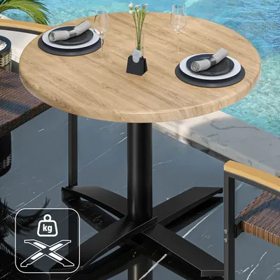 Produktbild von WTG | Bistro Außen Tisch | Ø:H 60 x 75,5 cm | Eiche / Schwarz | Rund | Zusatzgewicht | Bistro Tisch Gastro Tisch