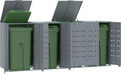 Image de Abri à poubelles pour 4 tonnes Gris 276x79x117 cm Acier