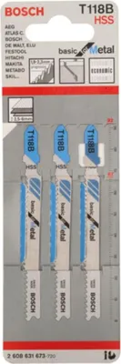 Immagine prodotto di Lama per seghetto alternativo T 118 B Basic per metallo, confezione da 3 pz