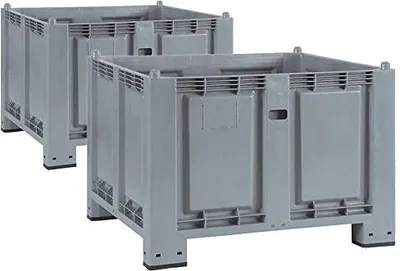 Produktbild von 2x Palettenbox, 4 Füßen, LxBxH 1200x800x850 mm, geschlossen, Trgkr 500 kg, grau