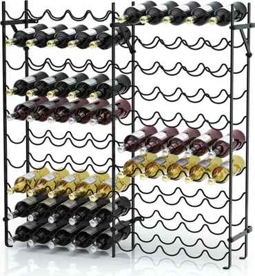 Obrázok produktu pre COSTWAY Kovový regál na víno, regál na 100 fliaš, 10 poschodí, voľne stojací, nosnosť 150 kg, 98 x 25 x 100 cm, čierny