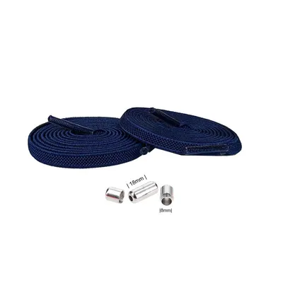 Produktbild von Elastische Schnürsenkel mit Metallkapseln: Schnürsenkel: Blau Navy - Metallkapseln: Silber