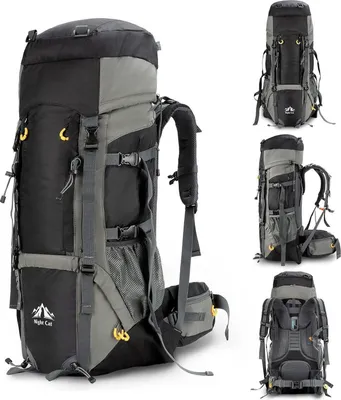 Produktbild von Night Cat Wanderrucksack 90L für Camping Trekking Schwarz