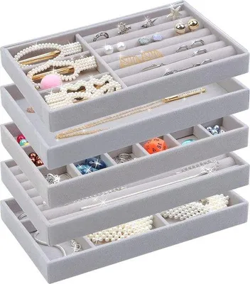 Produktbild von Famanu Schmuckbox 5-teilig stapelbar - grau