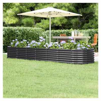 Produktbild von Hochbeet aus pulverbeschichtetem Stahl 296x80x36 cm Anthrazit