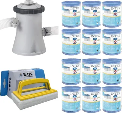 Produktbild von WAYS - Poolpflege - Filterpumpe 1250 L/u & 12 Filter Typ H & WAYS Scheuerbürste
