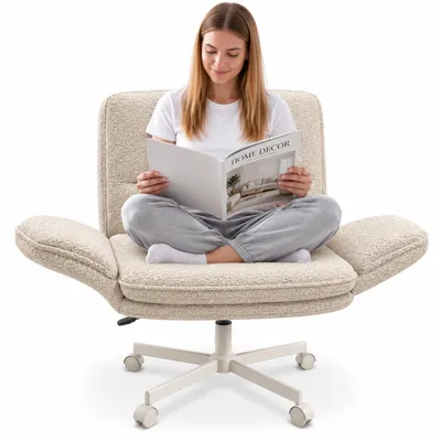 Produktbild von di volio Chefsessel Belago - Bürostuhl für Schneidersitz Boucle 150 kg Beige