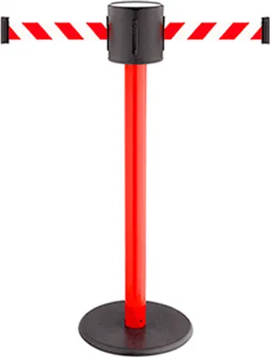 Produktbild von Gurt-Absperrpfosten GLAD 28 rot, Kunststoff, 1000 mm Höhe, Gurt 2 x 4 m rot/weiß