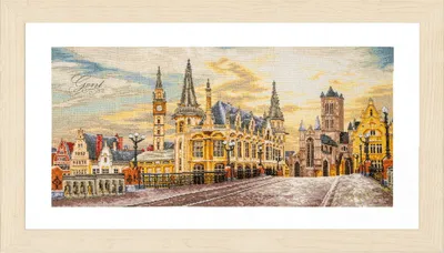 Produktbild von Lanarte Kreuzstich-Set „Classic Cityview of Ghent“, 70 x 35 cm