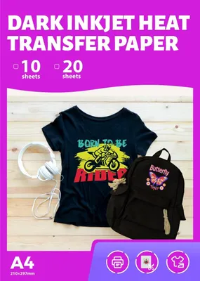 Produktbild von 10er Pack A4 Thermosublimations-Transferpapier fš¹r T-Shirts & Tassen, Inkjet-kompatibel, fš¹r dunkle Stoffe