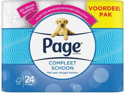Image de Page Papier hygiénique « Compleet Schoon » 2 couches, 24 rouleaux