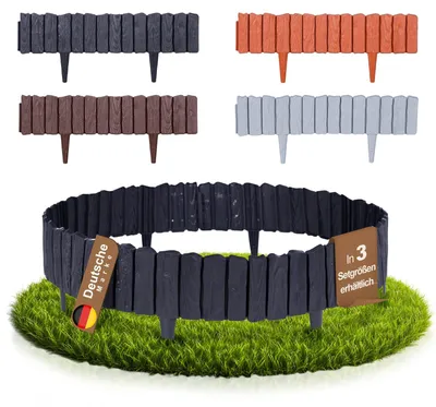 Produktbild von BOOGARDI Beeteinfassung Holz-Optik · 11,40m Rasenkante Kunststoff Anthrazit · Beetbegrenzung in 4 Farben Palisade Beetumrandung für Beet & Garten