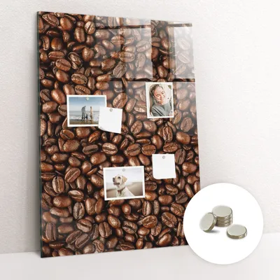 Obrázek produktu pro Magnetická Tabule na Zeď Skleněná - Memo Board Kleněnou Přední Stranou - 5 magnetů v balení - 70x100 cm - Zrnková káva