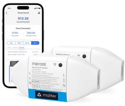 Wi-Fi Switch Matter, Energiemessung, 2 Stück, 16A