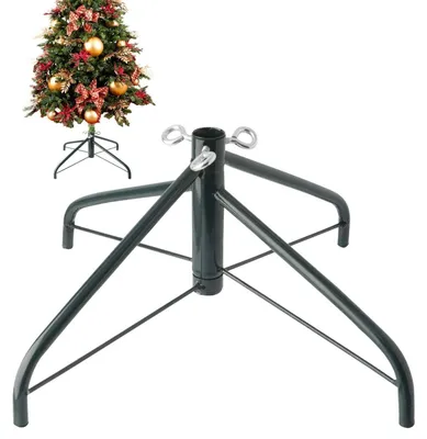 Image de Support pour sapin de Noël en métal, pliable, vert foncé, 43 cm