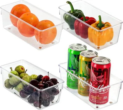 Productafbeelding van Famanu Opbergboxen, set van 4 – 20 cm – Transparante plastic containers – Geschikt voor keuken, badkamer, kelder en meer