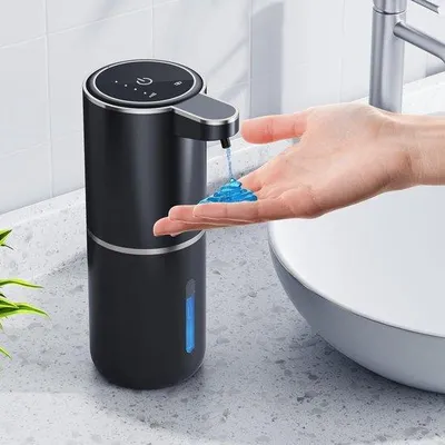 Image de Distributeur de savon électrique automatique avec capteur, savon moussant, rechargeable par USB, 4 réglages, fixation murale