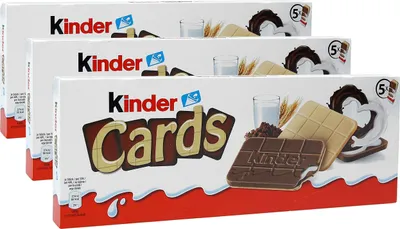 Produktbild von 3x Kinder Cards Waffel mit scholokade schoko riegel 5 Stück kekse waffel 128 g