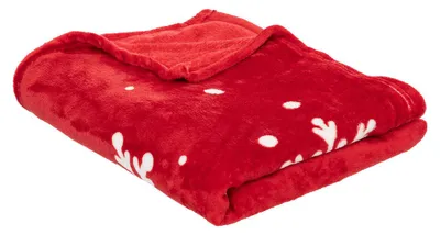 Produktbild von ATMOSPHERA | Weihnachtsdecke - Wohndecke - rot mit weißen Schneeflocken - 130 x 180 cm - Decke - Weihnachtsdeko