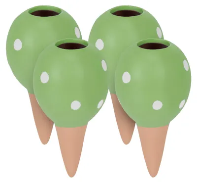 Bewässerungsset 4er Keramik-Wasserdrupplers 100 ml grün/terracotta