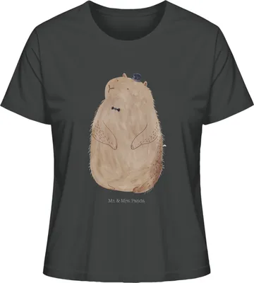 Produktbild von Mr. & Mrs. Panda Damen T-Shirt Murmeltier Größe S - Anthrazit - Geschenk, Oberteil, Fröhlichkeit, Knigge, Lustige Sprüche, Basic Shirt, Respekt, Baumwoll, Freundlichkeit