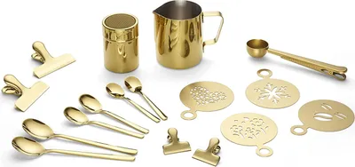 Produktbild von ECHTWERK Kaffeezubehör-Set, 23-tlg, Milchschaumkännchen 350 ml, Kakaostreuer, 4x Espresso-, 4x Cappuccino-, 4x Latte Macchiato-Löffel, 4x Kaffeeclips, EW-BA-3503G