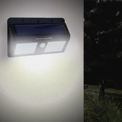 Produktbild von Solar-LED-Wandleuchte Schwarz 1.5W IP54 mit Bewegungsmelder - Kaltweiß 6000K - 8000K