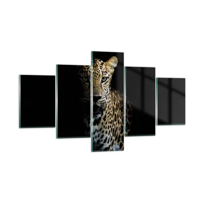 Produktbild von Bilder auf glas - 5 Teile - Schattig Leopard Panther - 125x70cm - Glasbilder - Wandbilder - Bilder - zum Aufhängen bereit - Wanddekoration aus Glas - Glas Bilder - Wandbild auf Glas - GEA125x70-4585