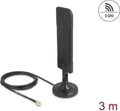 Obrázok produktu pre DeLOCK 10038, 3 dBi, 5.15 - 5.85 GHz, 50 ohm, Všesmerová anténa, RP-SMA, Samec