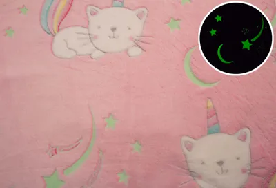 Produktbild von Minky-Plüsch leuchtet im Dunkeln, Regenbogenkätzchen, 50 x 160 cm
