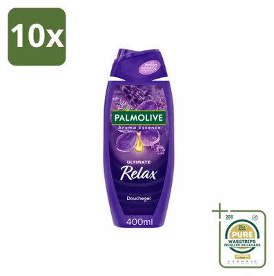 Imagen del producto de 10 unidades de gel de ducha Palmolive Aroma Essences Ultimate Relax, 400 ml cada uno, pack ahorro