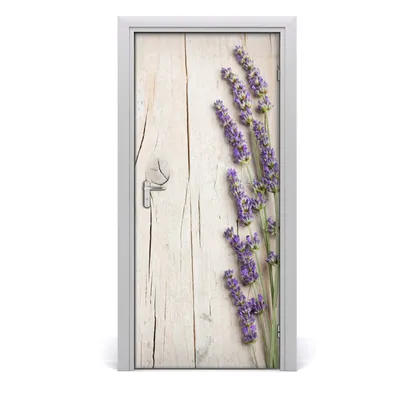 Produktbild von Tulup Türaufkleber 95x205 cm Dekorative Aufkleber Selbstklebend Wasserdichte Tapete Abnehmbar Schlafzimmer Wohnzimmer Wohnkultur - Hölzerne Wandtattoo Lavendel