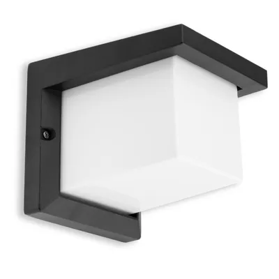 Immagine prodotto di LUMILED - Lampada da parete esterna, adatta per terrazzi e facciate, grado di protezione IP44, forma quadrata, alluminio, policarbonato, 230V, attacco E27, massimo 12W