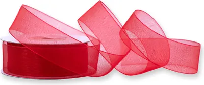 Produktbild von Organzaband 25mm x 25m Rolle Rot