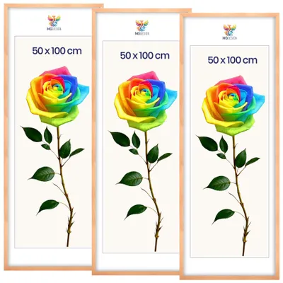 Produktbild von MG Design 3er Set Bilderrahmen Natur 50x100 cm - Posterrahmen Echtholz mit Acrylglas, verstärkte Wandaufhängung, hoch/quer