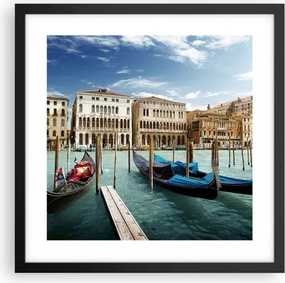 Produktbild von Gerahmtes Poster - Schwarzer Rahmen - Architektur venedig italien gondel - 40x40 cm - Wand Bild - Wanddeko - Wandbilder - Wandposter - Bilderrahmen - Bilder - Kunstdruck - Wandbild - P2BAC40x40-2705