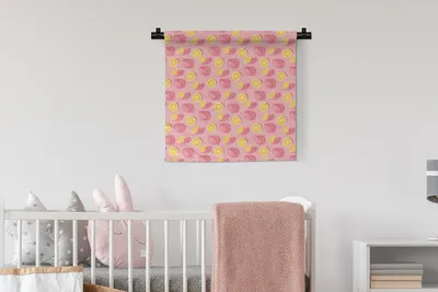 Produktbild von MuchoWow® Wandteppich Wandbehang Sommer - Zitrone - Rosa 60x60 cm Tapisserie Dekoration Wandtuch - Dekorationen - Wand Decke
